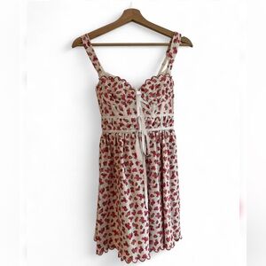 For Love & Lemons White Mini Dress with Pink Floral Print